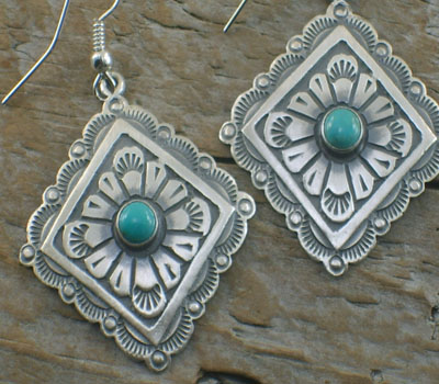 Native American Silver Jewelry-  Concha Earrings